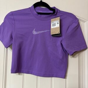 Nike Purple Dri-FIT Crew Neck Tee with Multicolor Swoosh